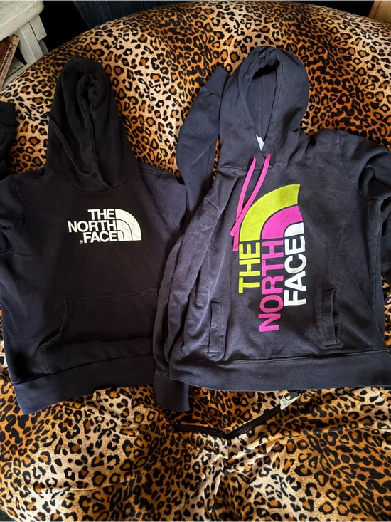 The North Face Sweaters - The North Face Kids Black Hoodies with Neon Pink & Neon Green Logo